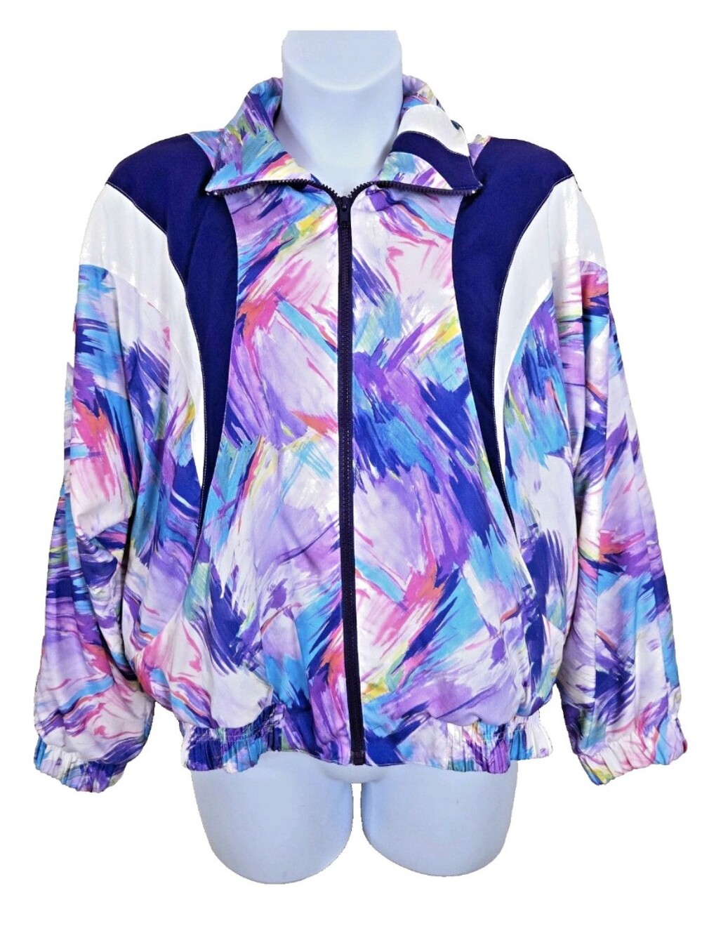 Vintage Lily's of Beverly Hills Women's Large Abstract Print Windbreaker Jacket